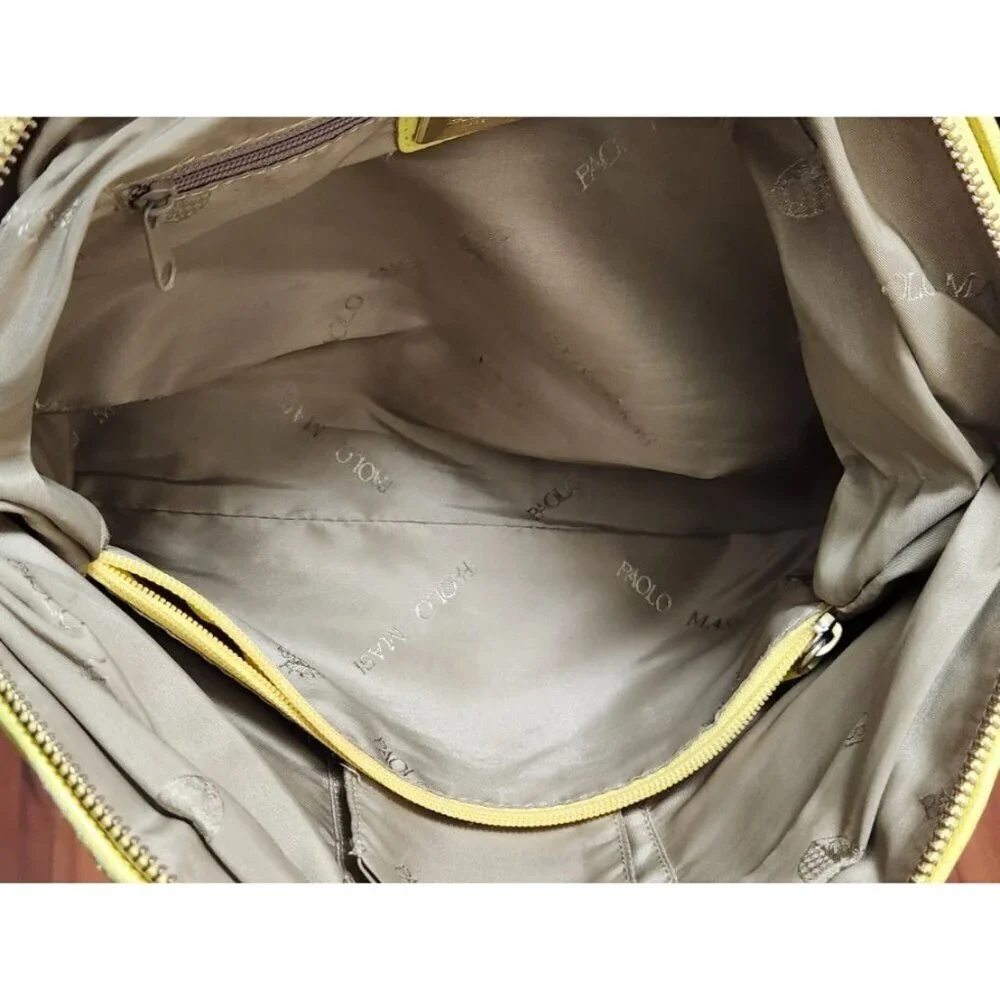 Paolo Masi Italy Woven Leather Tote Bag Yellow Genuine Leather Handbag Italy
